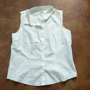 White button down collard shell